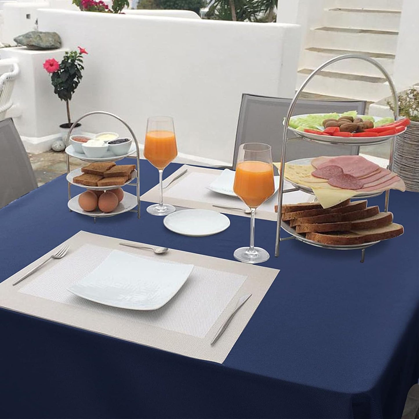 Hiasan Small Tablecloth for Square Tables - Waterproof and Spillproof Washable Fabric Table Cloth for Dining Room Kitchen Party (Navy Blue, 40 x 40 Inch)