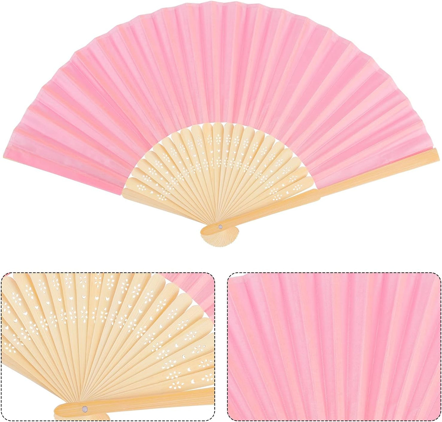 URATOT 36 Pieces Multicolor Folding Fans Silk Bamboo Folding Fans Handheld Fan for Wedding, Party Decoration