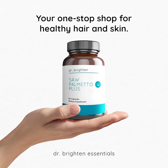 Dr. Brighten Saw Palmetto Plus - Natural Dietary Supplement for Women - PCOS Support to Prevent Hair Loss Acne Oily Skin