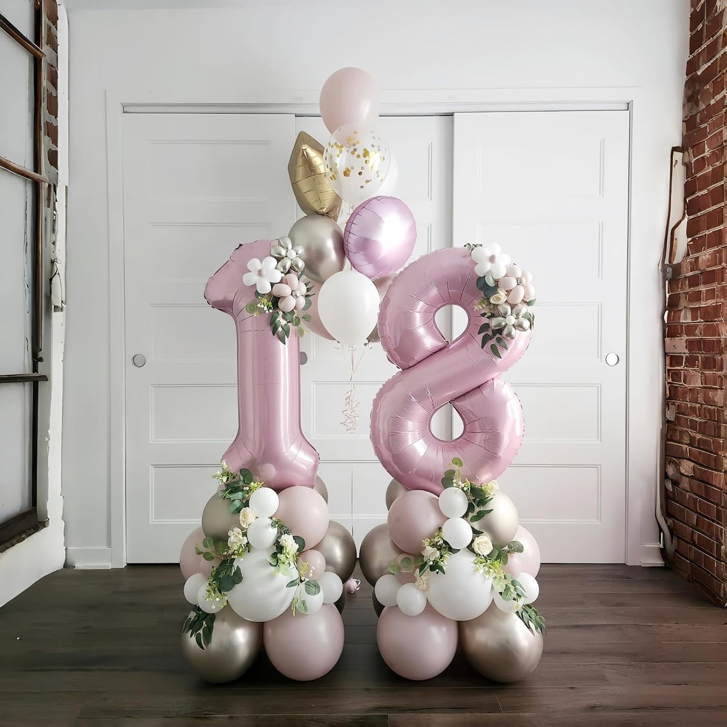 Pastel Pink 8 Balloons, 40" Giant Helium Foil Number 0-9 Light Pink Birthday Balloon for Girls, Self Inflating Digit 8 Balloons for Women Anniversary Graduation Princess Party Decorations Supplies