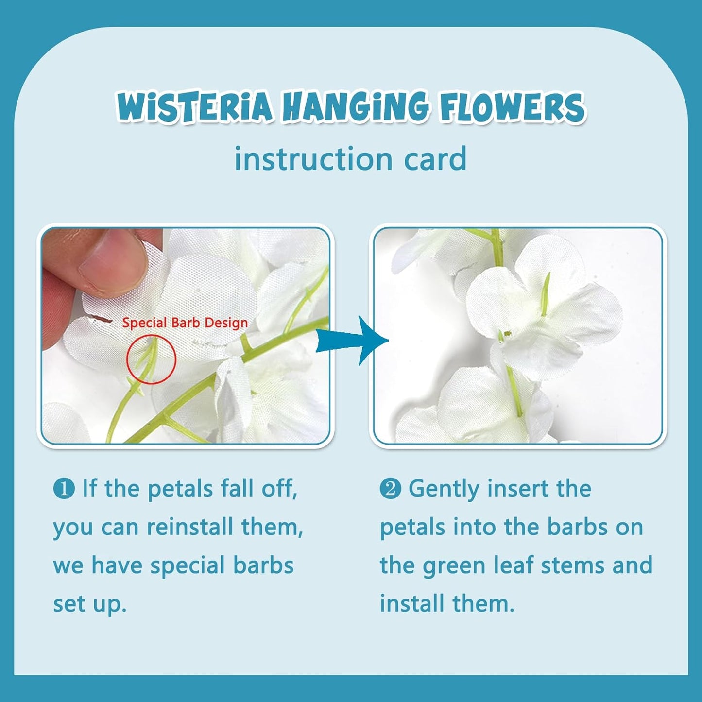 5 Pack Lake Blue Wisteria Hanging Flowers Garland, 3.77 Feet Artificial Flower Vines, Fake Wisteria, Artificial Vines Hanging Garland for Backdrop Outdoor Yard Garden Decor