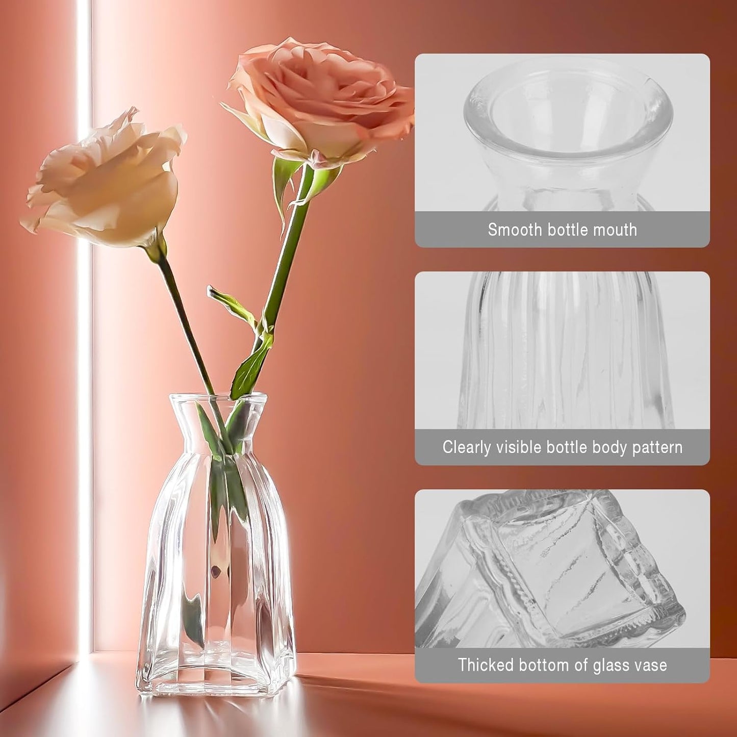 Glass Bud Vase Clear Bud Vases Set of 30 for Centerpieces, Vintage Glass Flower Vases in Bulk Suitable for Weddings, Parties or Home Decoration