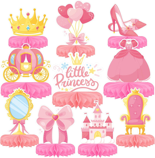 Princess Birthday Party Supplies Kit - Princess Themed Honeycomb Centerpiece ，Table Decorations for Kids' Princess Themed Birthday Party Decorations