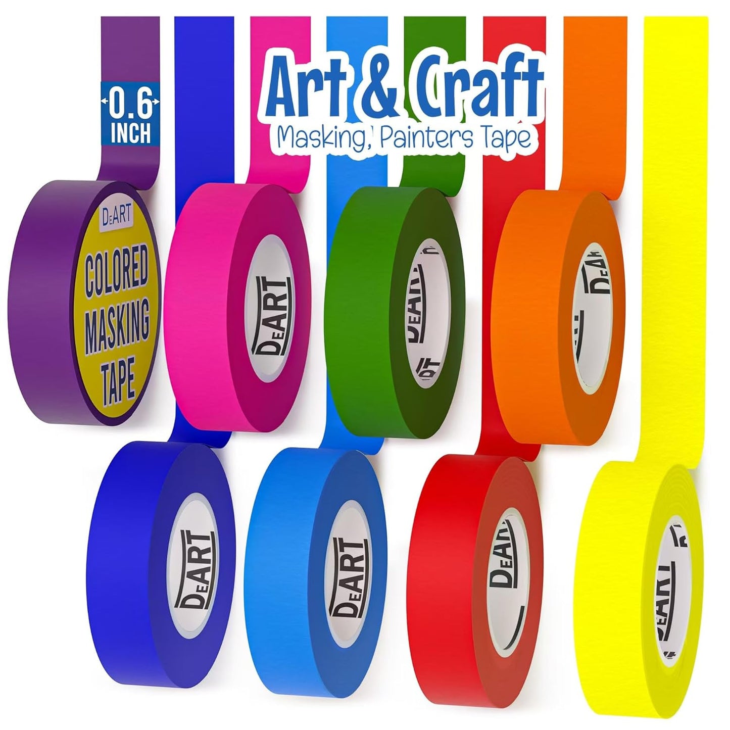 Colored Masking Tape, 264 Ft x 0.6 inch MIni Color Painters Tape for Arts & Crafts Labeling 12 or 8 Pack, Coding, Kids Art Supplies, Whiteboard Tape, Craft Supplies for Kids, Thin Paper Tape