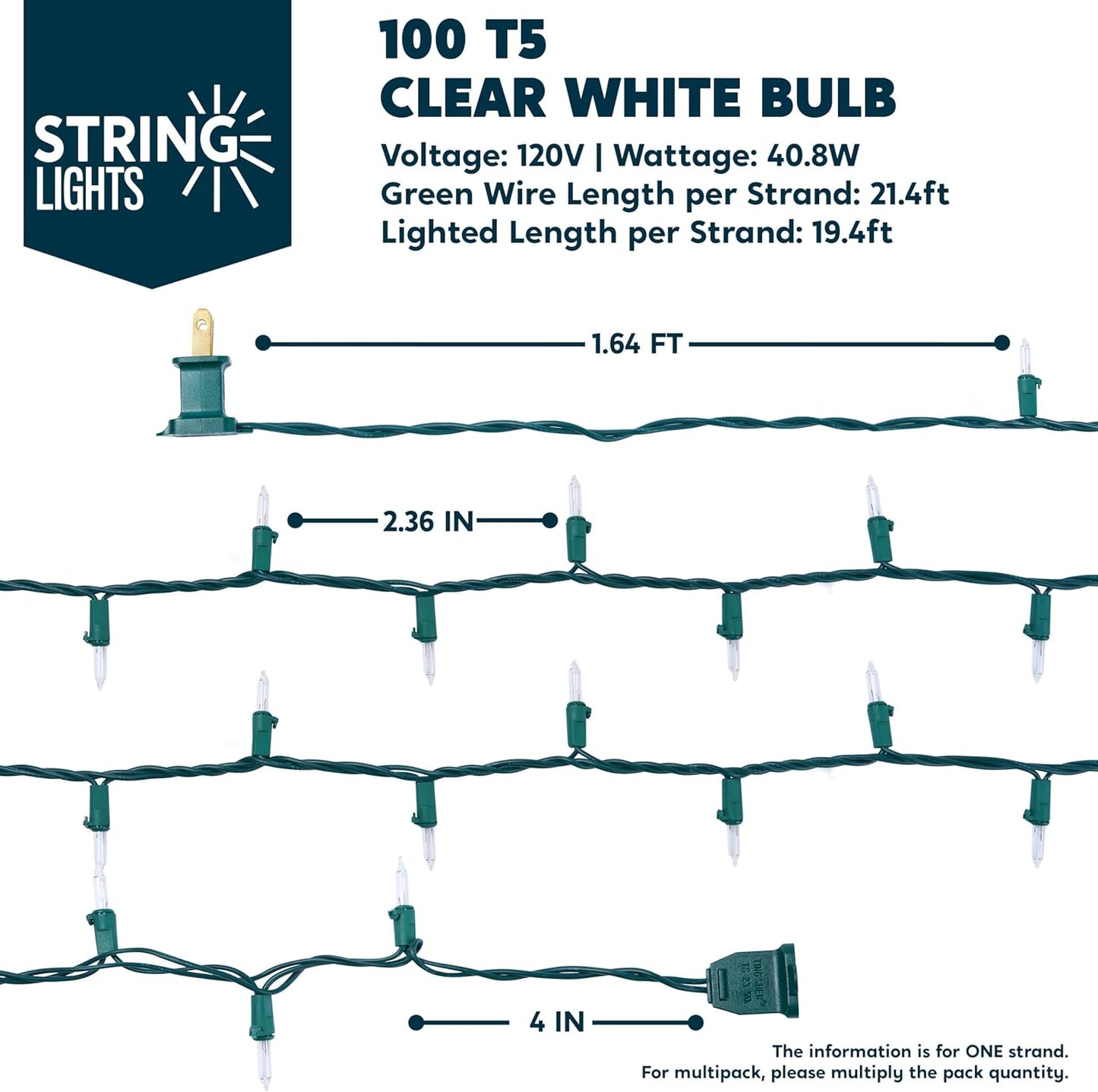 Joiedomi Clear Christmas String Lights Indoor,200(2x100) Mini Warm White Fairy Light,42.8 FT Lighting Decor for Patio Dorm Classroom Bedroom Holiday Wedding Party Garland Birthday Festival,Green Wire