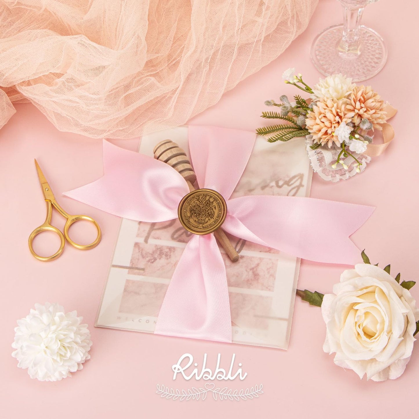 Ribbli Light Pink Double Faced Satin Ribbon, 2” x Continuous 10 Yards,Use for Bows Bouquet,Gift Wrapping,Baby Shower,Floral Arrangement