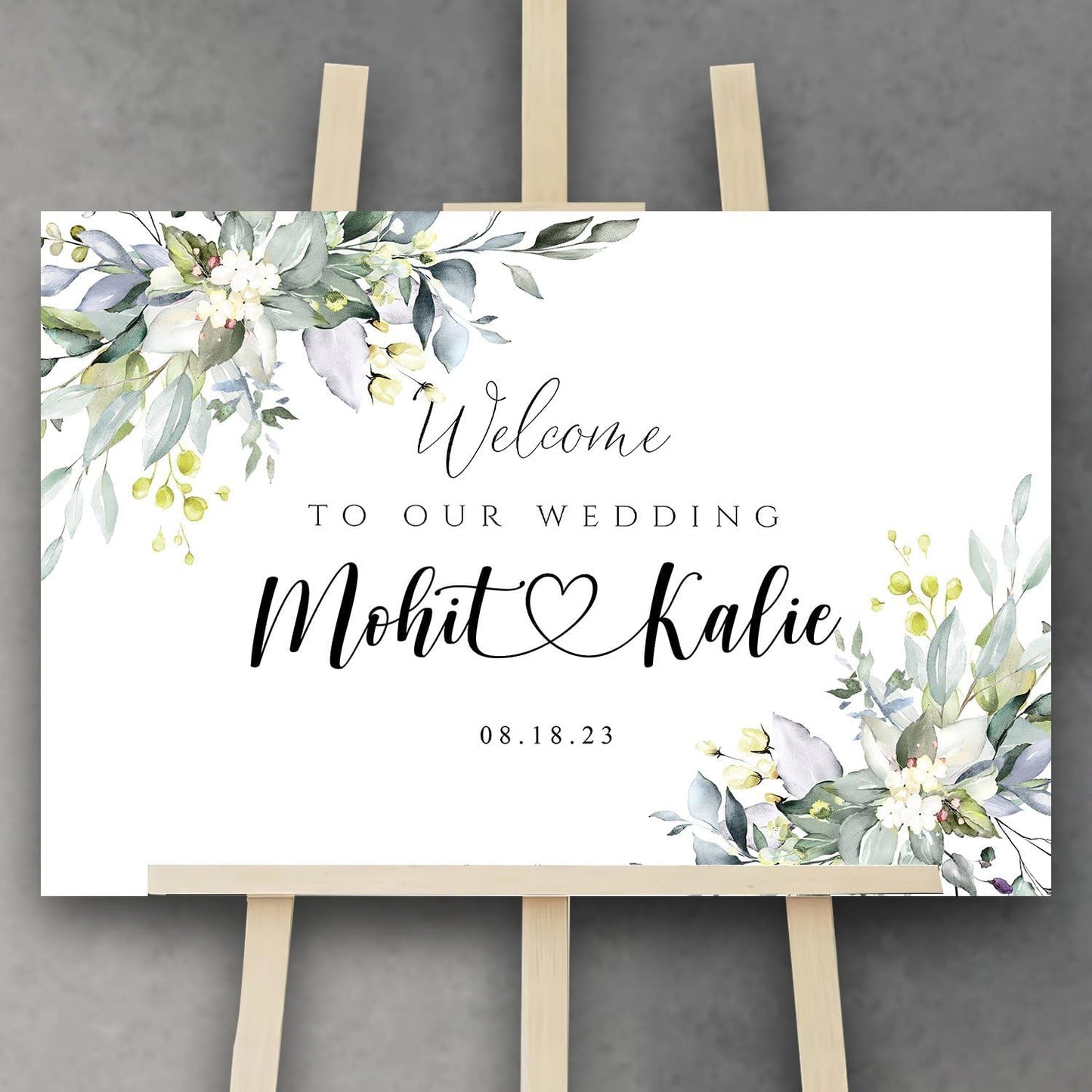 Editable Wedding Sign, Wedding Welcome Sign, Greenery Welcome sign, Wedding Eucalyptus Sign