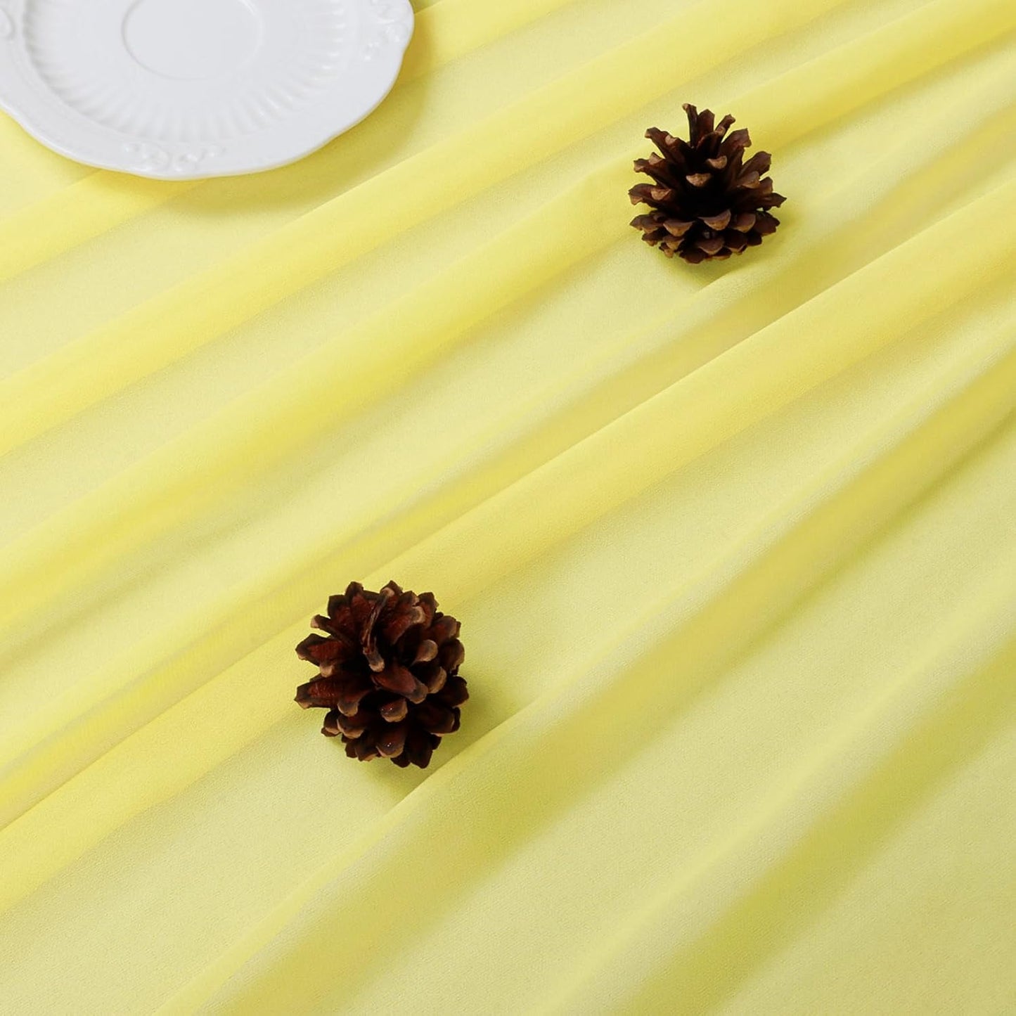 DUOBAO Yellow Chiffon Backdrop Curtains 108 Inches 2 Panels 29 Inch Width Backdrops Drape Semi Sheer Curtain 108 Long Beach Drapes for Living Room Voile Background for Wedding Ceremony