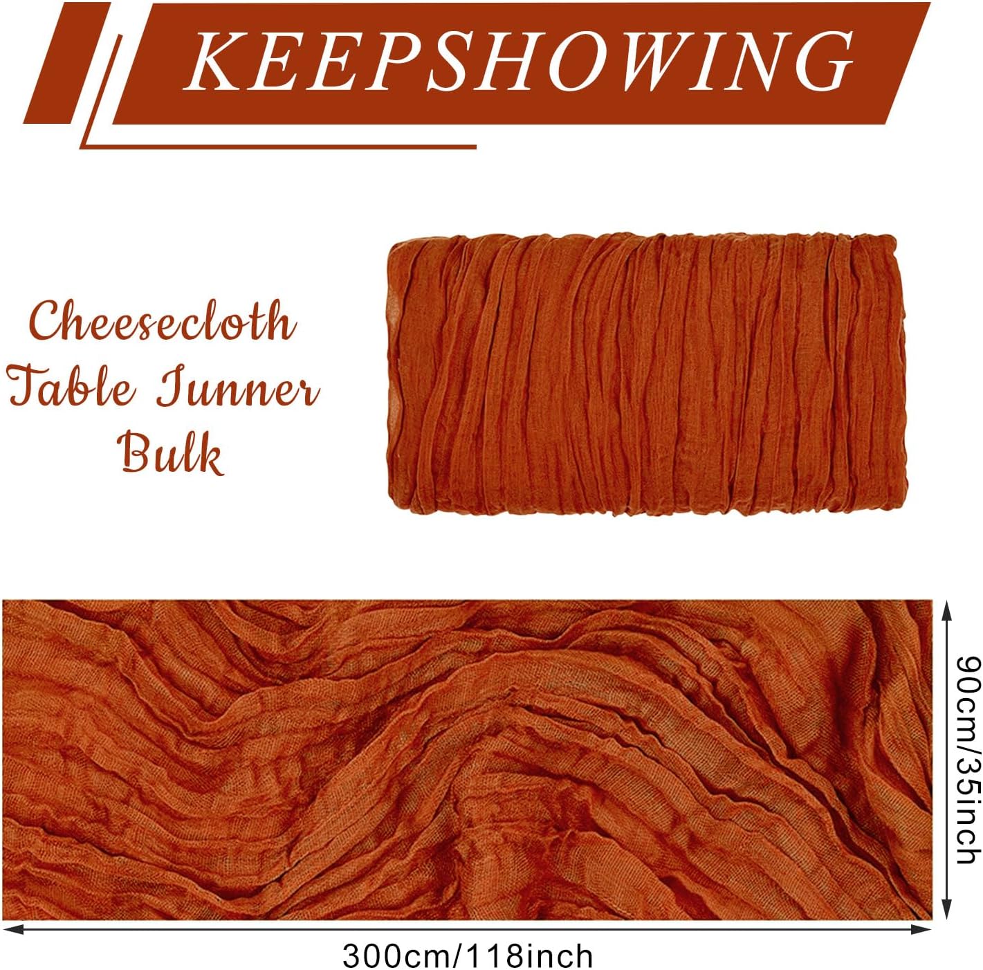 1 Pack Cheesecloth Table Runner 10Ft Christmas Gauze Boho Table Runners for Wedding Decor Bridal Shower Decorations(35" x 120")