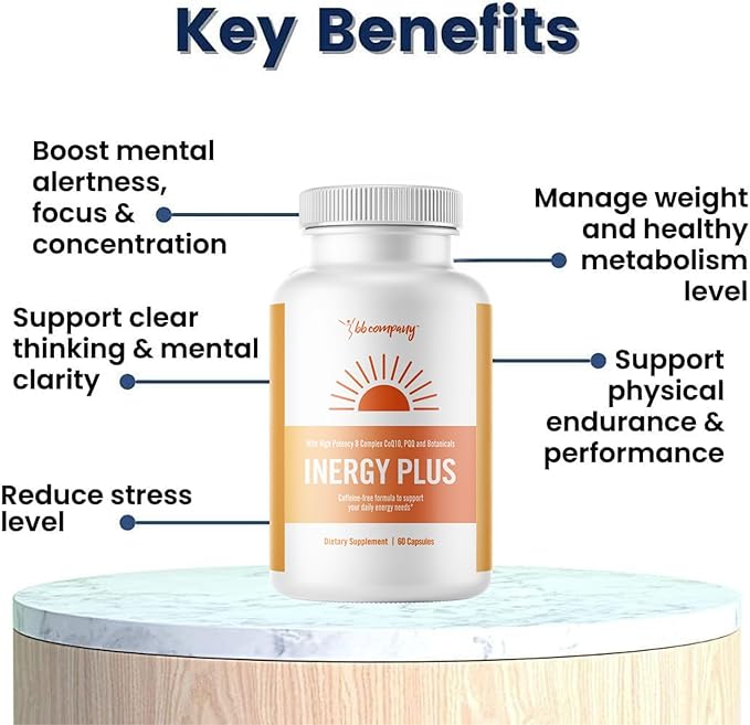InergyPLUS | Energy Vitamins for Women, Fatigue, Natural Energy Supplements for Focus | Vitamin B12, Folic Acid, Rhodiola Rosea, Cordyceps, CoQ10, Caffeine Free | Packaging Vary | 60 Ct