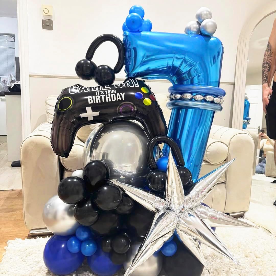 Blue 2 Balloon Number,40 Inch Number 2 Balloon Big Blue 2 Foil Mylar Helium Balloon for Birthday Party Decorations