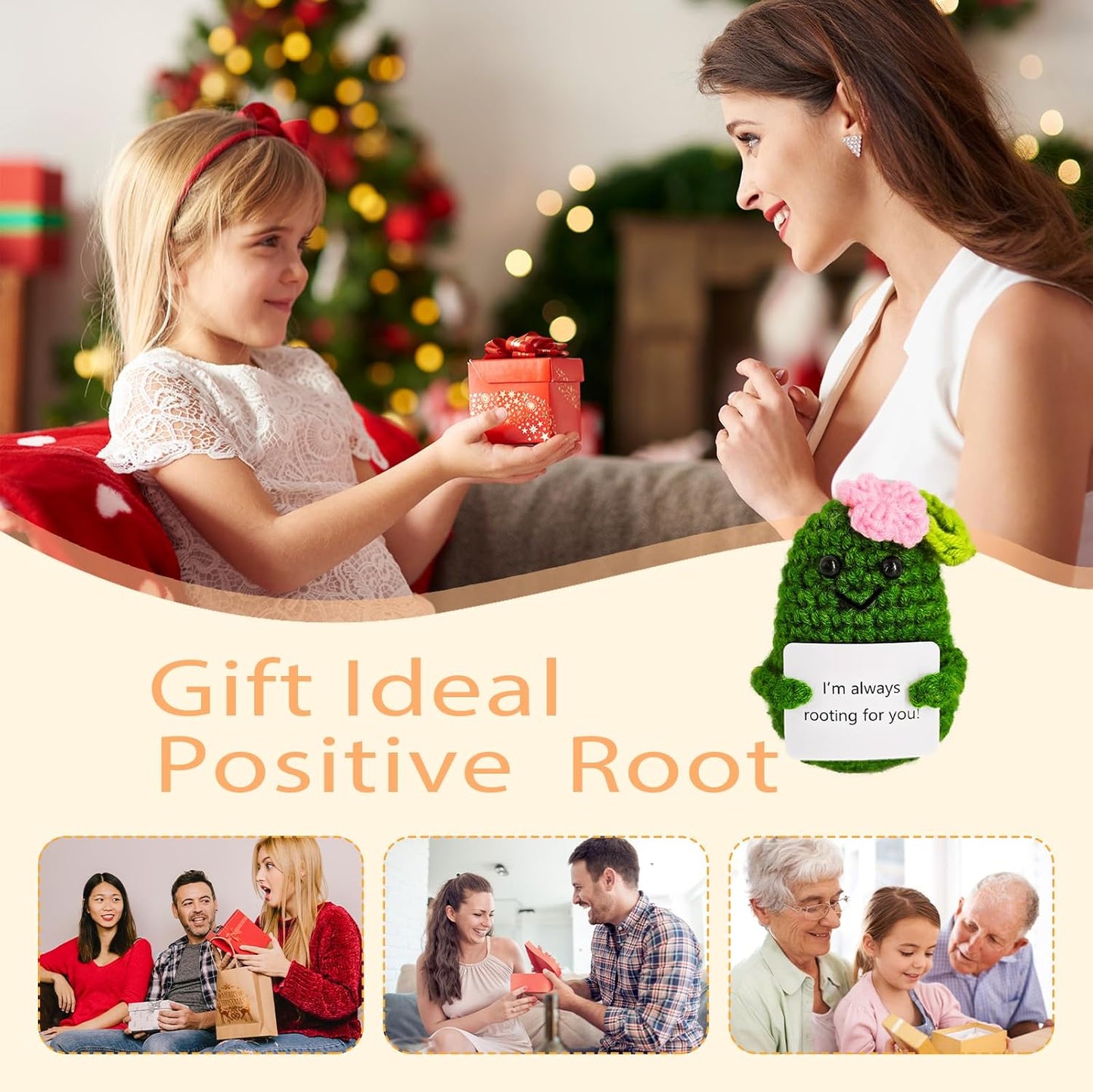 Crochet Emotional Support Melon-Handmade Mental Health Gifts for Friends,Family-Uplifting Gifts for Grandpa,Grandma Mom,Dad,Teens