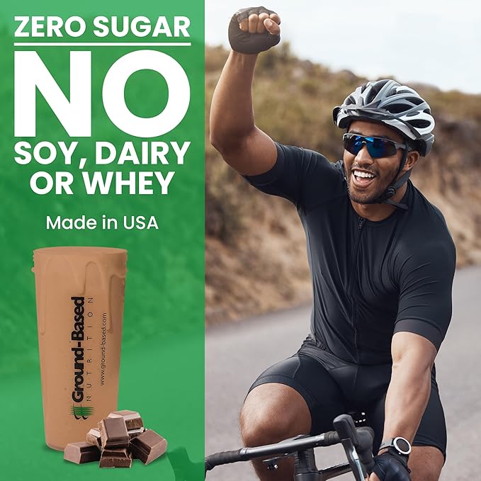 Ground-Based Nutrition Plant-Based Protein– Superfood + Essential Greens Powder – Keto, Paleo, Low Calorie Organic Vegan Protein Powder, Non-GMO, Gluten Free - 14 Servings,Chocolate