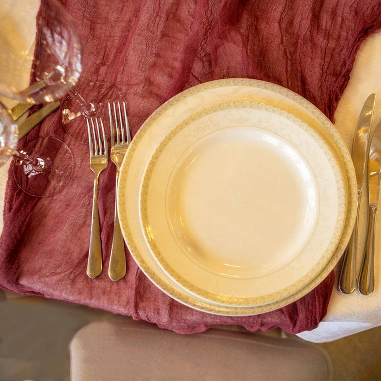 12 Pack Cheesecloth Table Runner, Runner Gauze Boho Wedding Decor Romantic Table Runner for Wedding Birthday Party(35" x 118") (Wine Red)