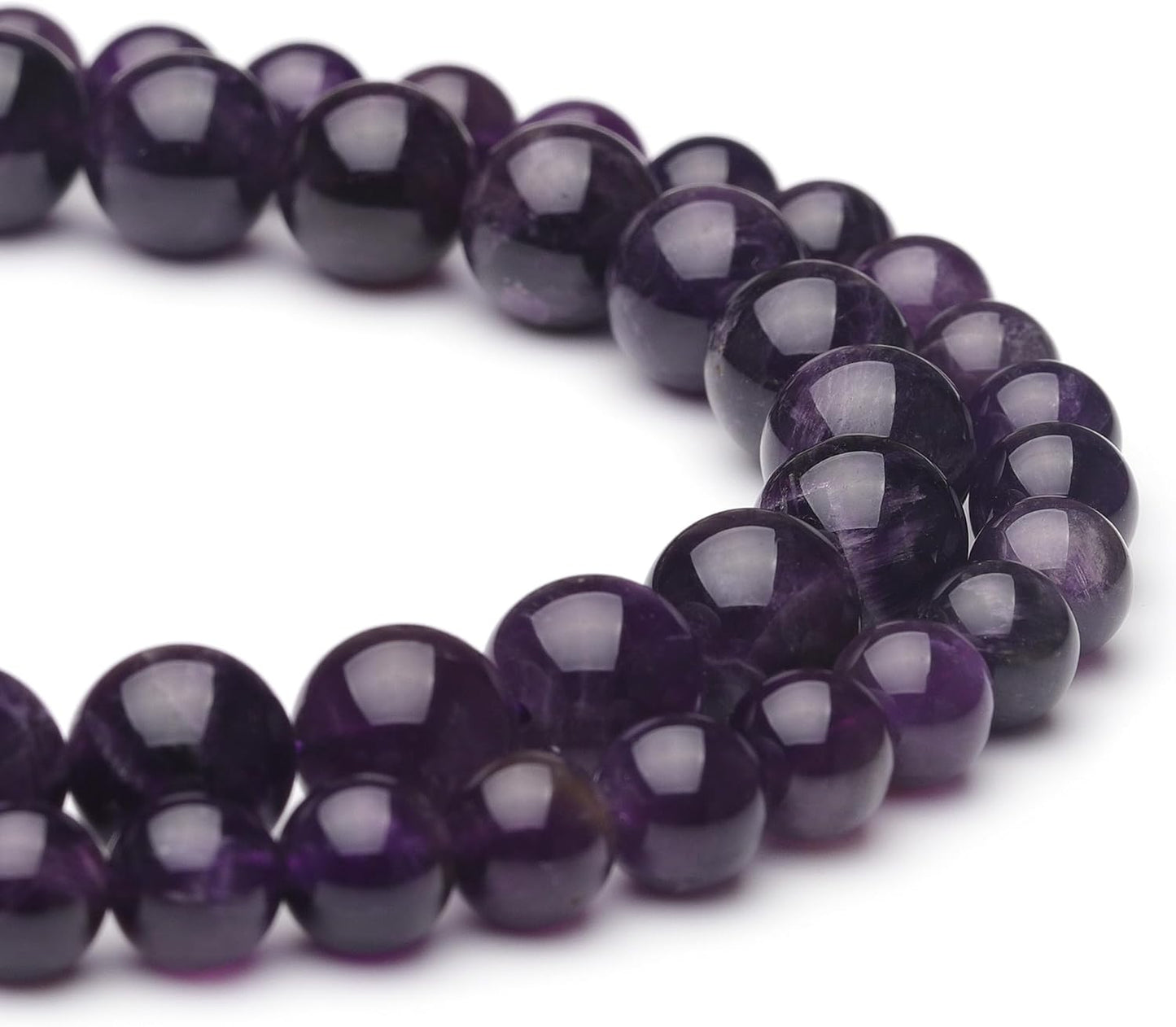 6mm Natural Crystal Beads for Jewelry Making,Amethyst Polished Smooth Round Gemstone Beads for Bracelet Necklace 15 Inch