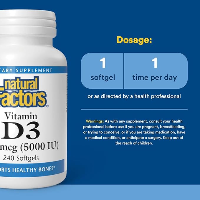 Natural Factors Vitamin D3 5000 IU 240/SG (Multi-Pack)