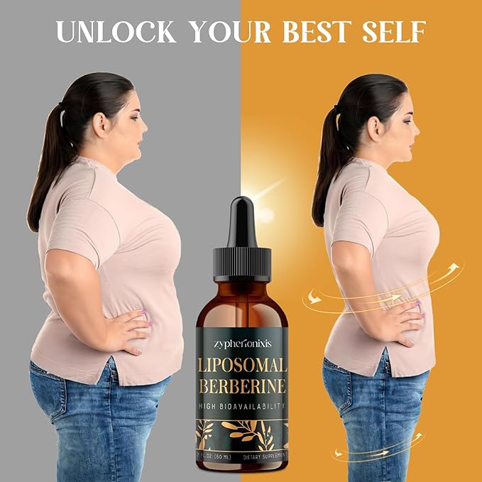 Liposomal Berberine HCL Supplement Liquid 3000mg - High Absorption Berberine Drops with Ceylon Cinnamon - 12-in-1 Formula AMPK Activator, Sugar Free - 4 fl oz