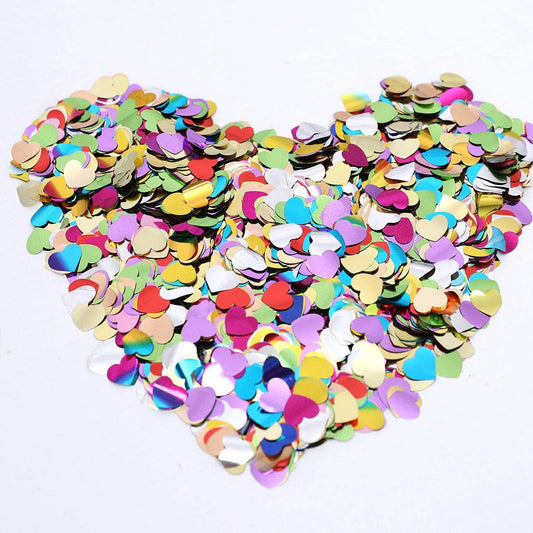 Multicolor Metallic Foil Confetti(0.59 inch) Heart Glitter Rainbow Table Confetti for Party Wedding Decorations,2.11 OZ per pack