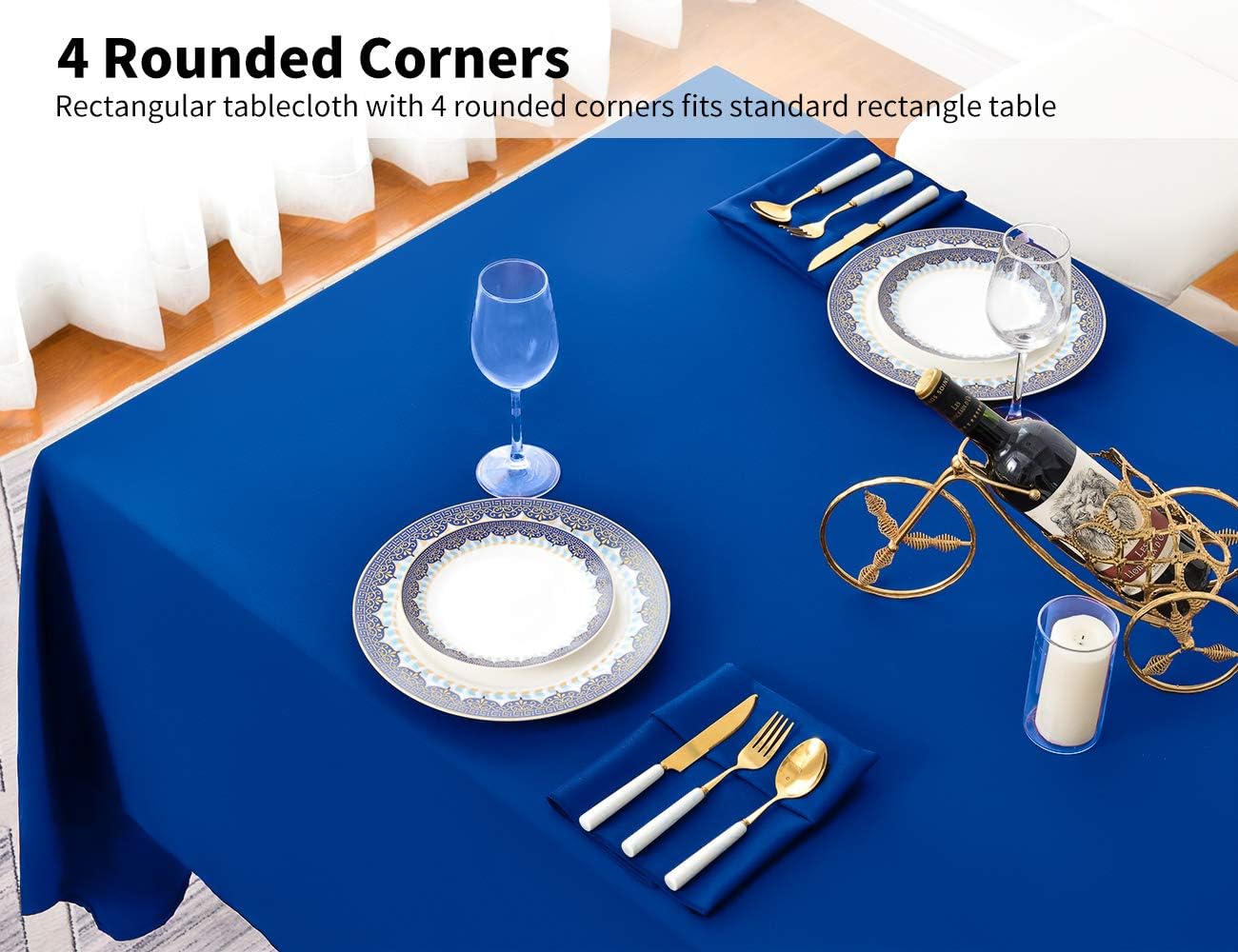 Surmente Blue Tablecloth 60 x 102-inch Rectangular Polyester Table Cloth for Weddings, Banquets, or Restaurants