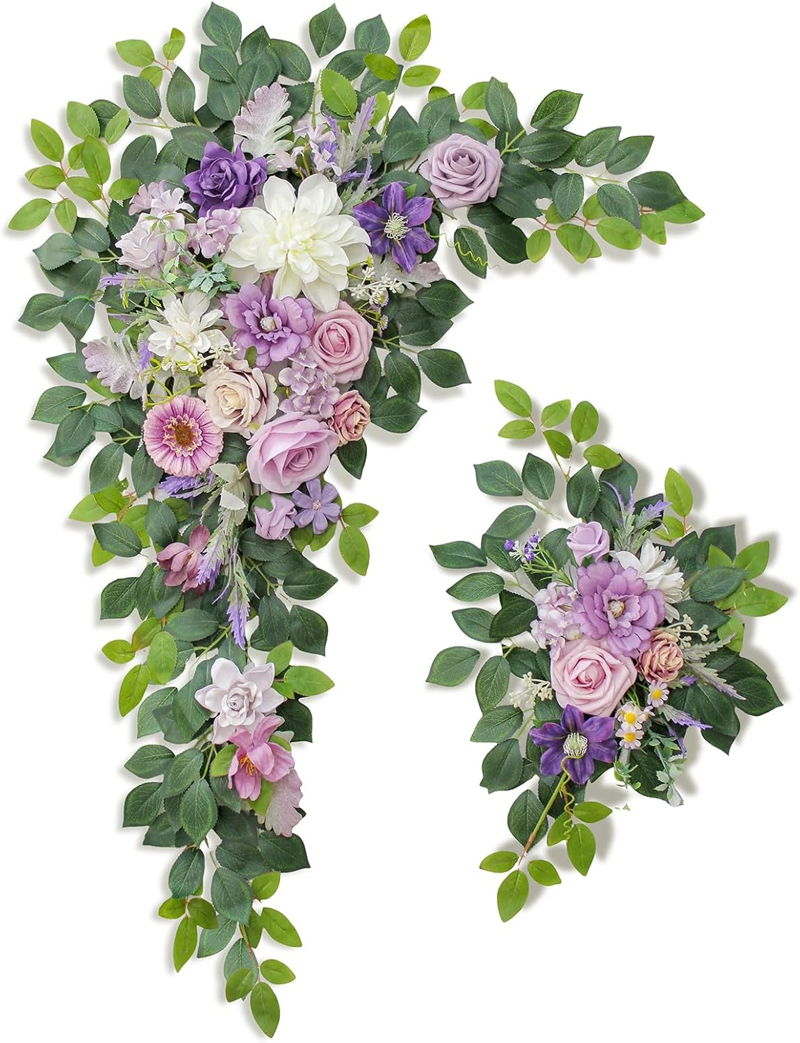 Wedding Arch Flowers,Artificial Flower Arch Decor,2pcs Artificial Flower Arrangement for Wedding Decor Reception Backdrop Floral Decorations (Light Purple)