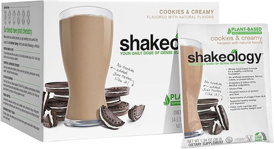 BODi Shakeology Plant-Based Vegan Protein Powder – Gluten-Free Superfood Shake with Vitamins & Minerals – Helps Support Healthy Weight Loss & Gut Health, Cookies and Creamy, 14 Individual Packets