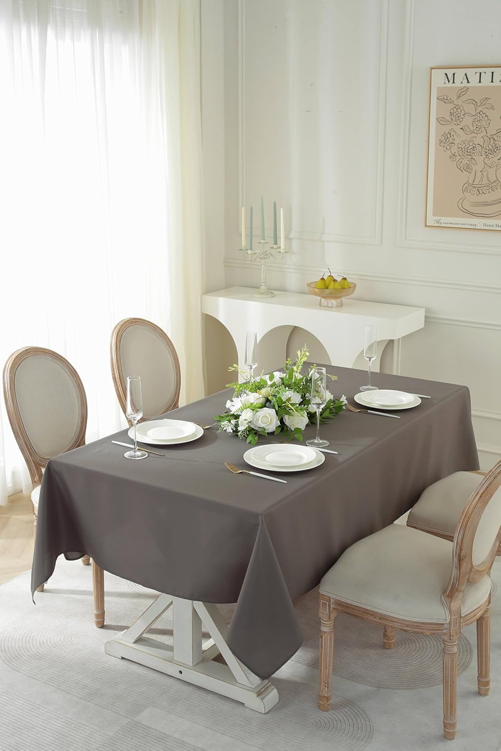 Craft And Party 2 Pack Rectangle Tablecloth, 60 x 102 Inch Charcoal Washable Tablecloth for Home, Party, Wedding or Restaurant Use