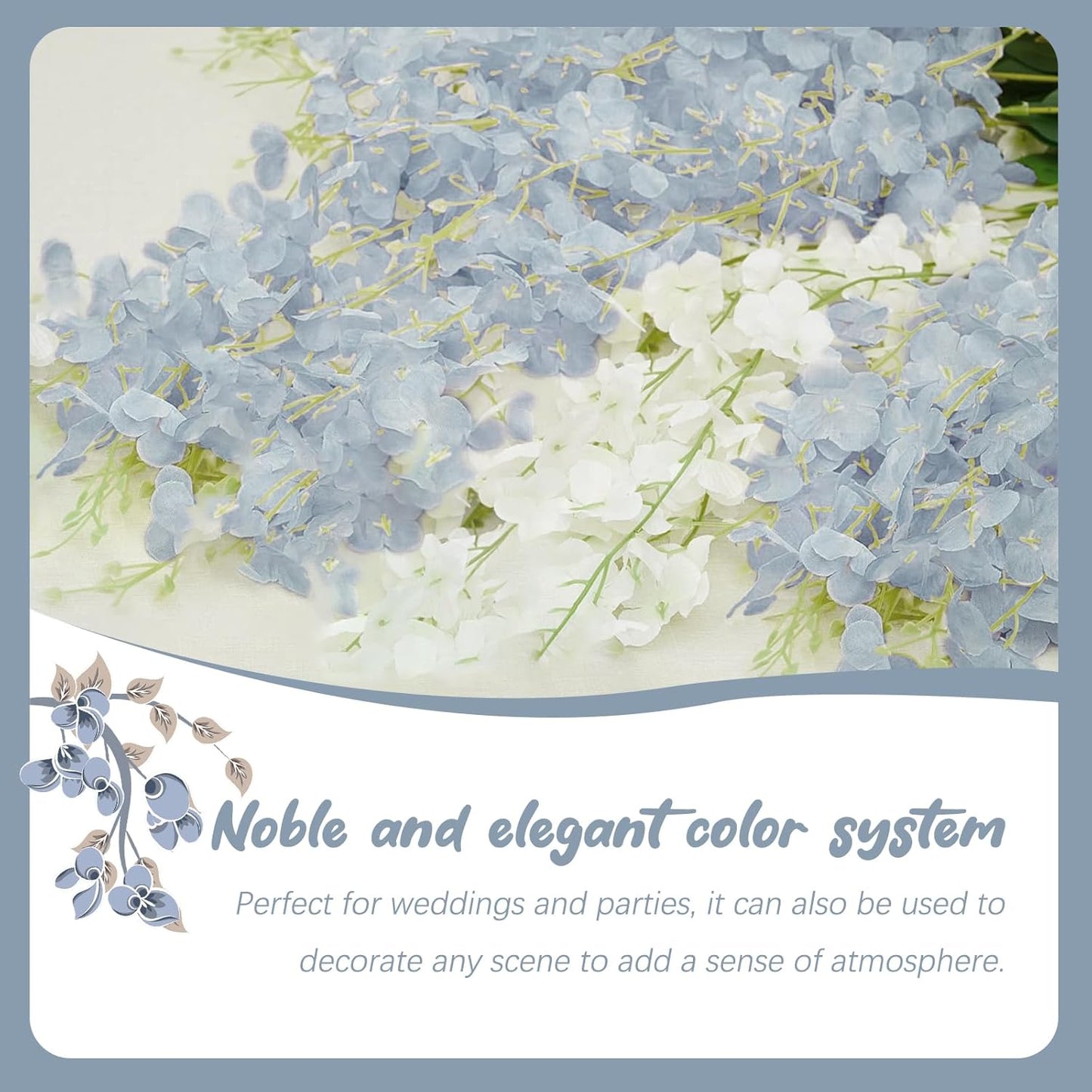 12 Pack Grey Wisteria Hanging Flowers Garland, 3.77 Feet Artificial Flower Vines, Fake Wisteria, Artificial Vines Hanging Garland for Backdrop Outdoor Yard Garden Decor