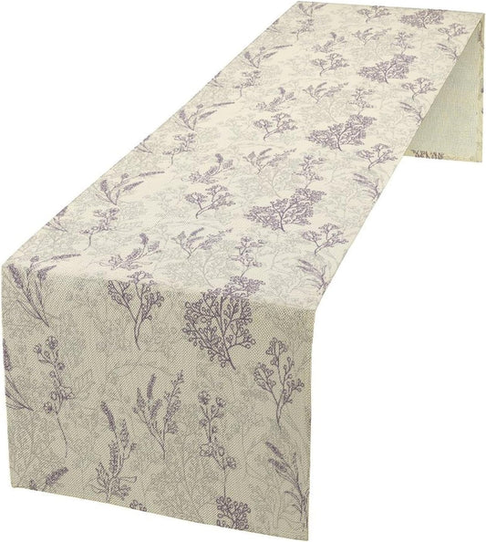 Purple Lavender Table Runner Vintage Watercolor Modern Kitchen Restaurant Decoration Suitable for Indoor and Outdoor Wedding Party Banquet Table Runner 13x120 Inch