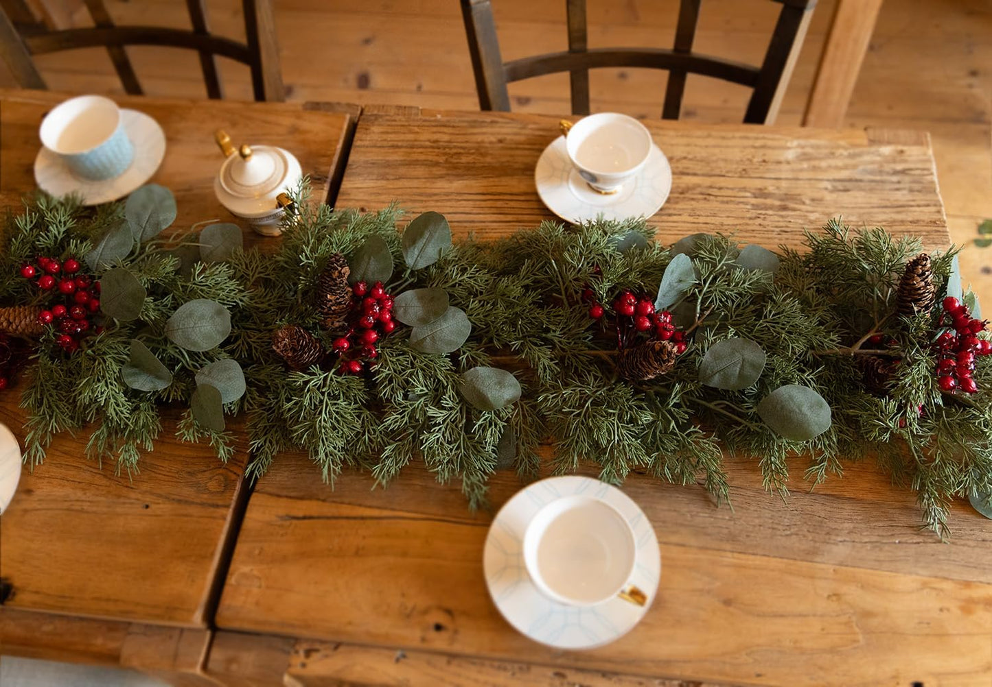 6.3FT Christmas 108 Branch Tips Artificial Cedar Garland, Anna's Whimsy Artificial Pine Cypress Greenery Garland, Christmas Decorations Indoor Outdoor Decor Winter Garlands