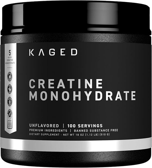 Kaged Creatine Monohydrate Micronized Powder | Unflavored | Muscle Building & Recovery | 5000 mg Per Serving | Vegan, Gluten Free, Easily Digestible | Supplements for Men & Women | 100 Servings