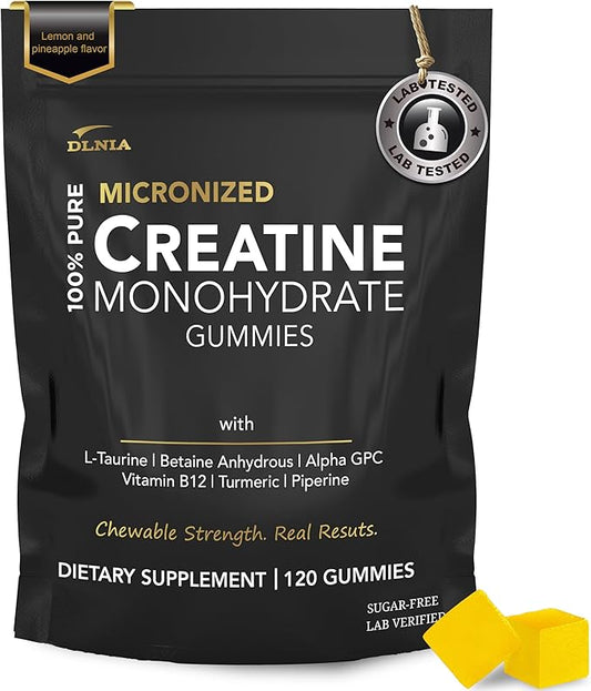 Creatine Monohydrate Gummies for Men & Women - Sugar Free & Vegan Advanced Formula W/L-Taurine + Vitamin B12 - for Muscle Strength, Muscles Builder, Recovery, Energy Boost, Pre-Workout Supplement