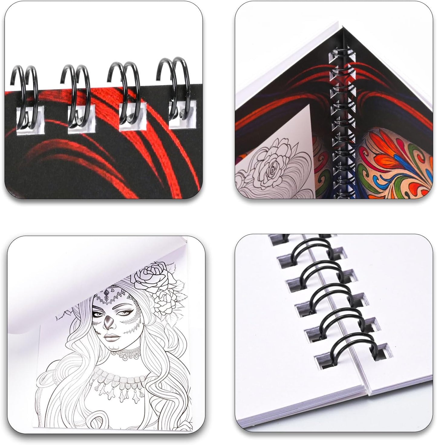 Bondream Sugar Skull Coloring Book for Women,Spiral Bound Adult Coloring Book for Relaxation & Mindfulness, 24 Single-Sided Pages Creative Arts & Crafts Sugar Skull Stress Relief Gift