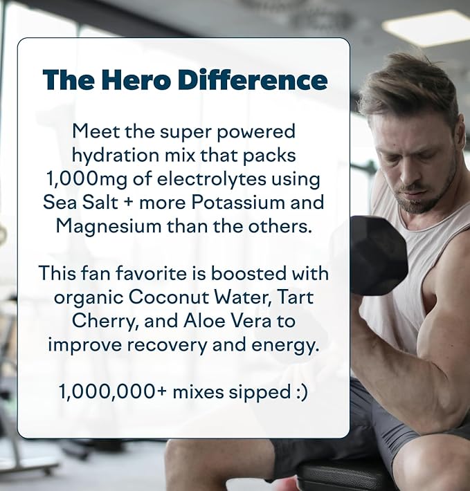 Feel Goods Hydration Hero, 1,000mg Electrolytes Powder, Sugar Free, Magnesium, Organic Aloe Vera, L Theanine, Vitamin C & B12, Non GMO, Keto, Vegan, Electrolyte Packets | Lemon Lime, 15 Count