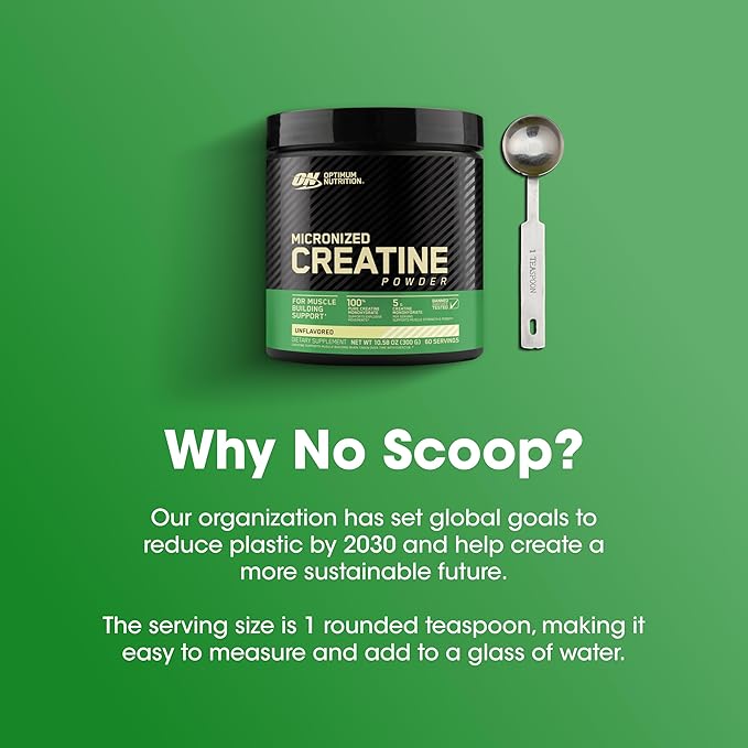 Optimum Nutrition Micronized Creatine Monohydrate Powder, Unflavored, 60 Servings, 300 Grams (Packaging May Vary)