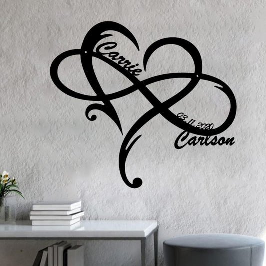 NAZENTI Personalized Metal Sign Infinity Heart Gift For Couple, Wedding Gift, Family Name Sign, Outdoor Name, Anniversary, Home Decor, Front Door