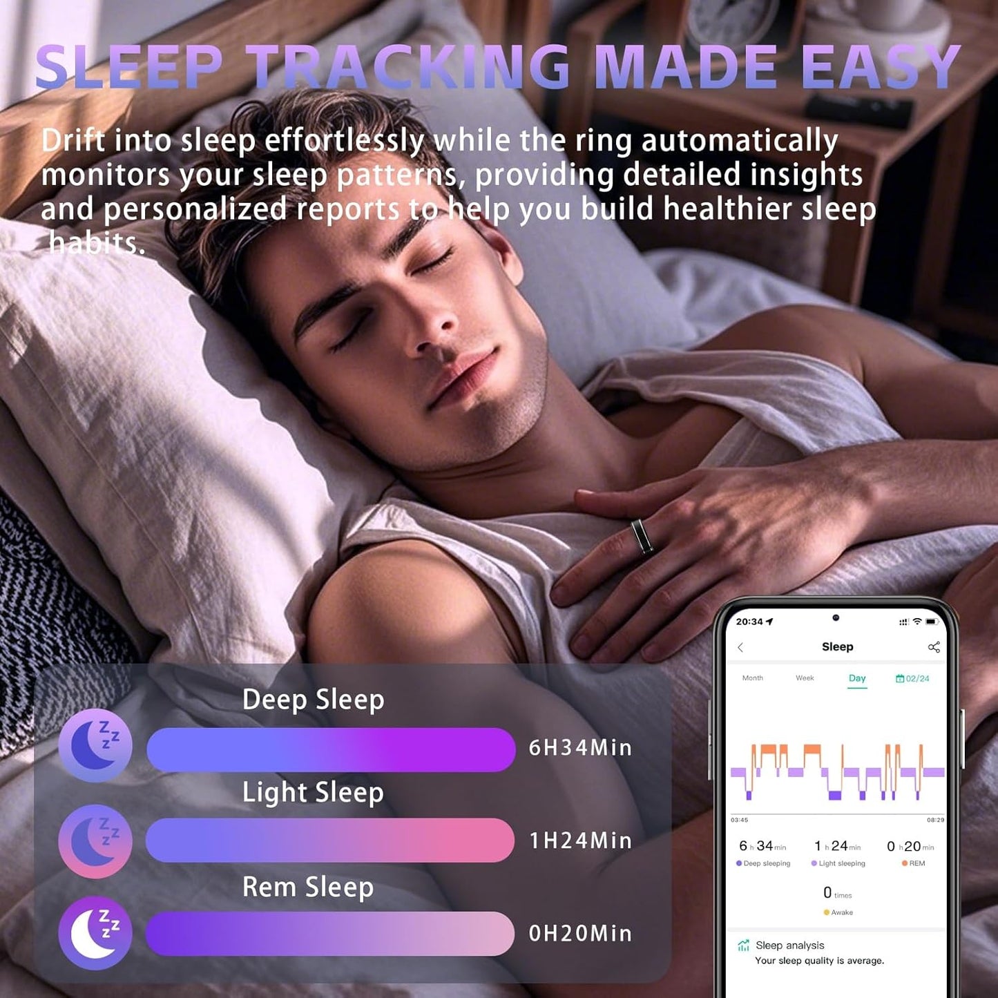 Smart Ring for Men Women – Fitness Tracker Ring with Heart Rate, SpO2, Blood Pressure, Sleep Monitoring, Step & Calorie Counter, No Subscription Fee, iOS & Android Compatible (Black, 13)