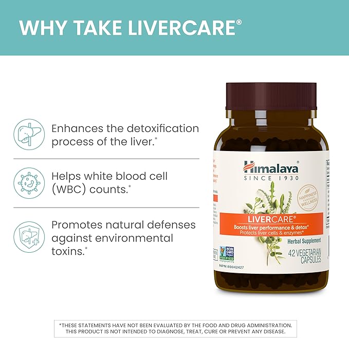 Himalaya LiverCare for Total Liver Support, Cleanse and Detox, Protects Cells & Enzymes, 375 mg, 180 Capsules, 90 Day Supply