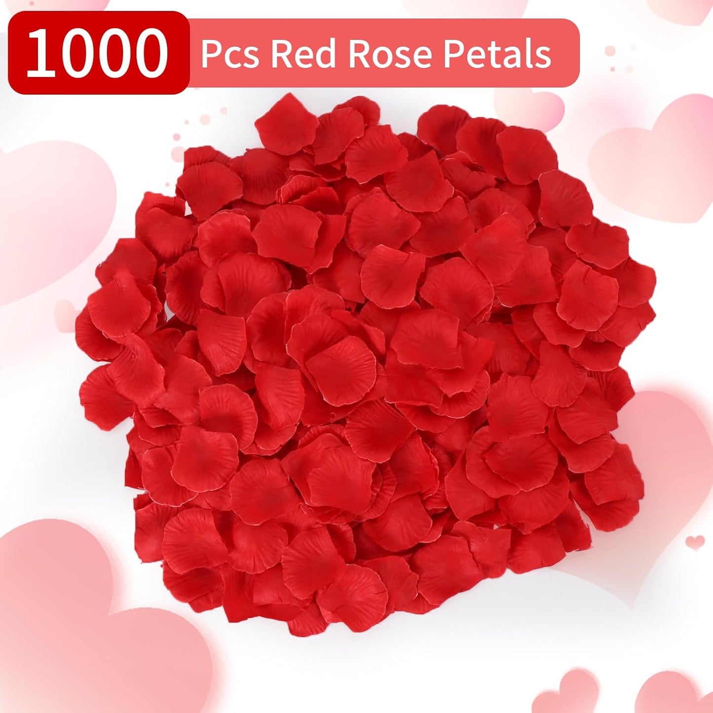 1000 Pcs Artificial Fake Rose Petals,Flower Petals for Romantic Night, Engagement, Party, Wedding, Event Flower Decorations, in Bulk(Red)