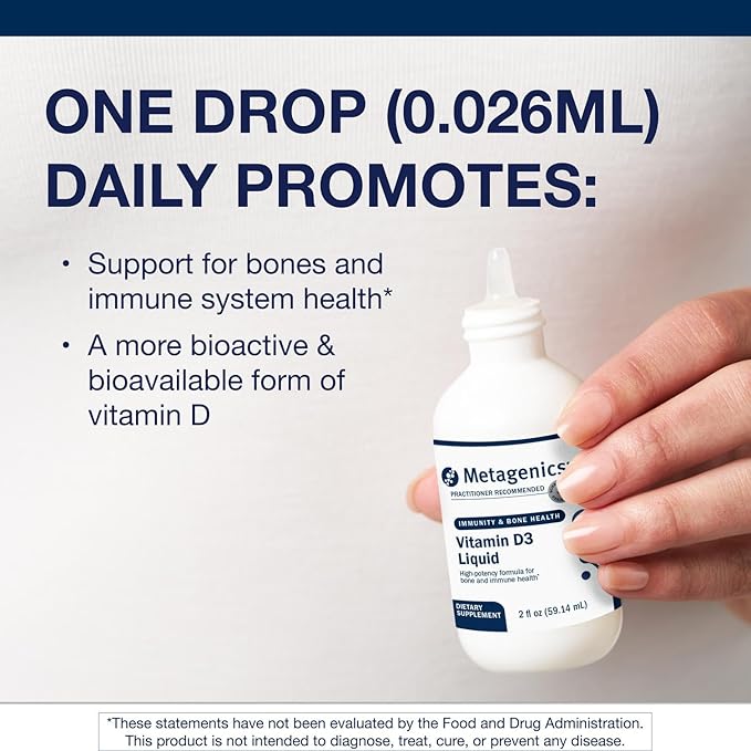 Metagenics Vitamin D3 Liquid - 2 fl oz - Liquid Vitamin D3 - Bone Health & Immune Support* - Suitable for Kids - 2,275 Servings