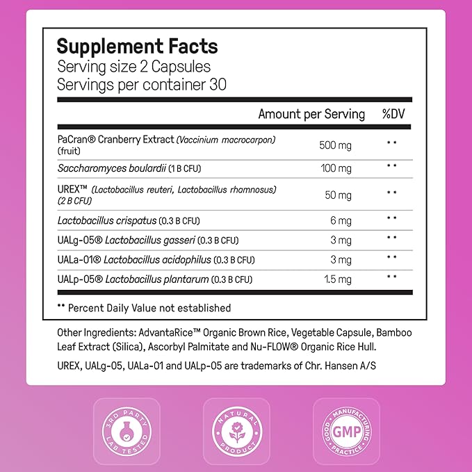Happy Mammoth Venus Vital 3-in-1 Women’s Health Probiotic Formula Supports Vaginal, Urinary & Gut Health. Fast & Long-Lasting Relief from Vagina Odor, Itching, Burning, and Discomfort. 60 Caps.