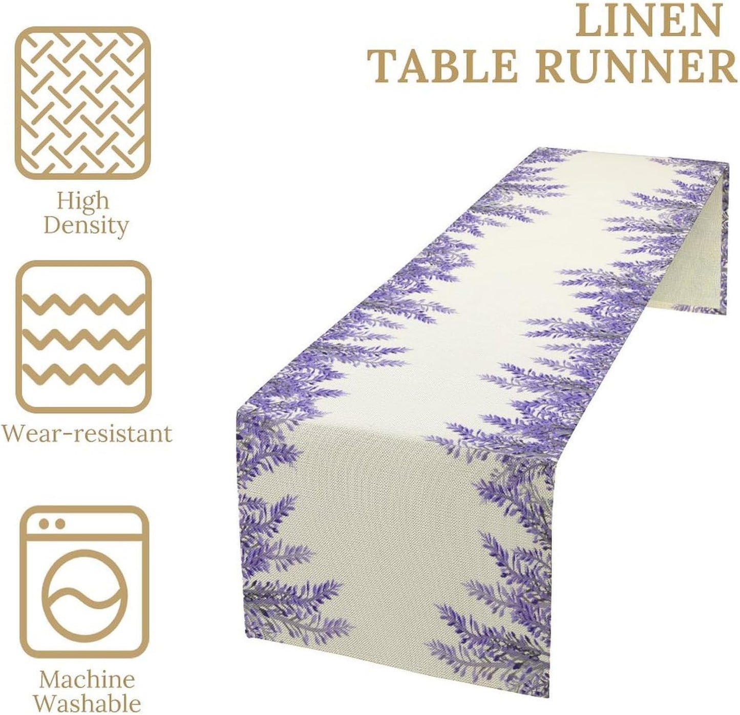 Purple Lavender Table Runner Vintage Watercolor Modern Kitchen Restaurant Decoration Suitable for Indoor and Outdoor Wedding Party Banquet Table Runner 13x36 Inch