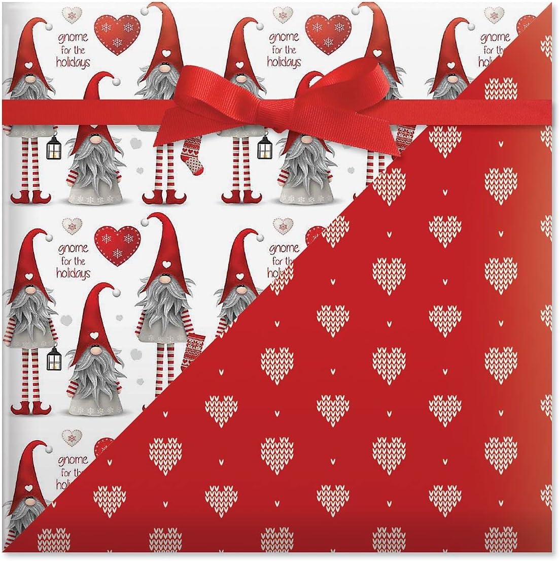 Current Gnome for the Holidays Double-Sided Rolled Christmas Wrapping Paper - Premium Jumbo 23-Inch x 32-Foot Gift Wrap Roll, 61 Square Feet Total