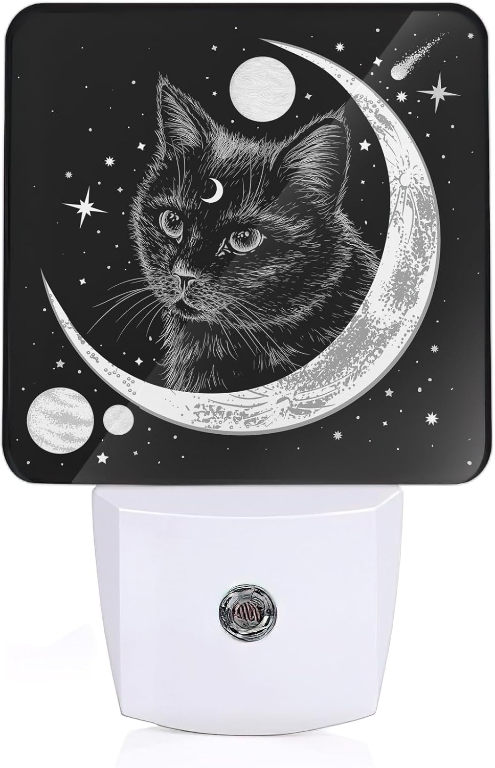 Black Cat Night Light, Moon Night Light Plug into Wall with Dusk to Dawn Sensor, LED Lamp Energy Saving Lights for Men Women Boys Girls,Lamp for Bedroom Bathroom Hallway