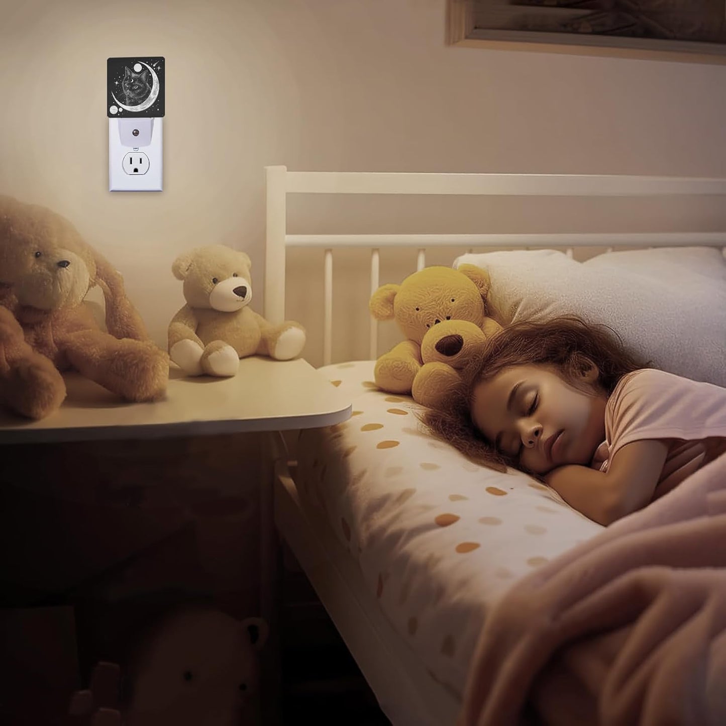 Black Cat Night Light, Moon Night Light Plug into Wall with Dusk to Dawn Sensor, LED Lamp Energy Saving Lights for Men Women Boys Girls,Lamp for Bedroom Bathroom Hallway