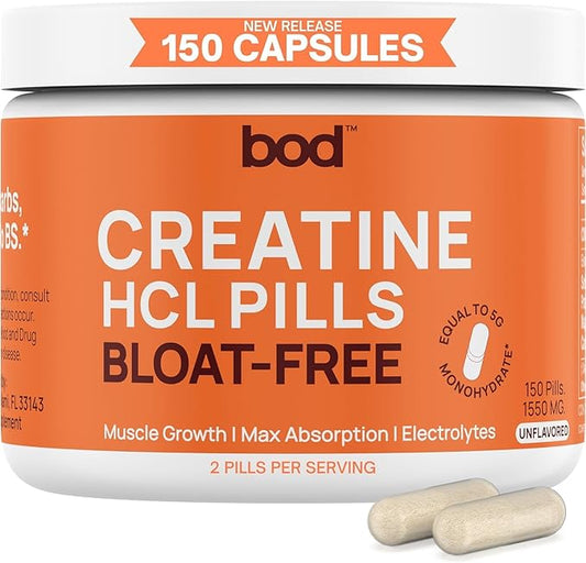 Creatine HCL Pills - Muscle Growth, Endurance, No Bloat, No Load, Not Flavored | Monohydrate Micronized Alternative, Creatine for Women and Men, Vegan, Creatina HCL, 150 Capsules
