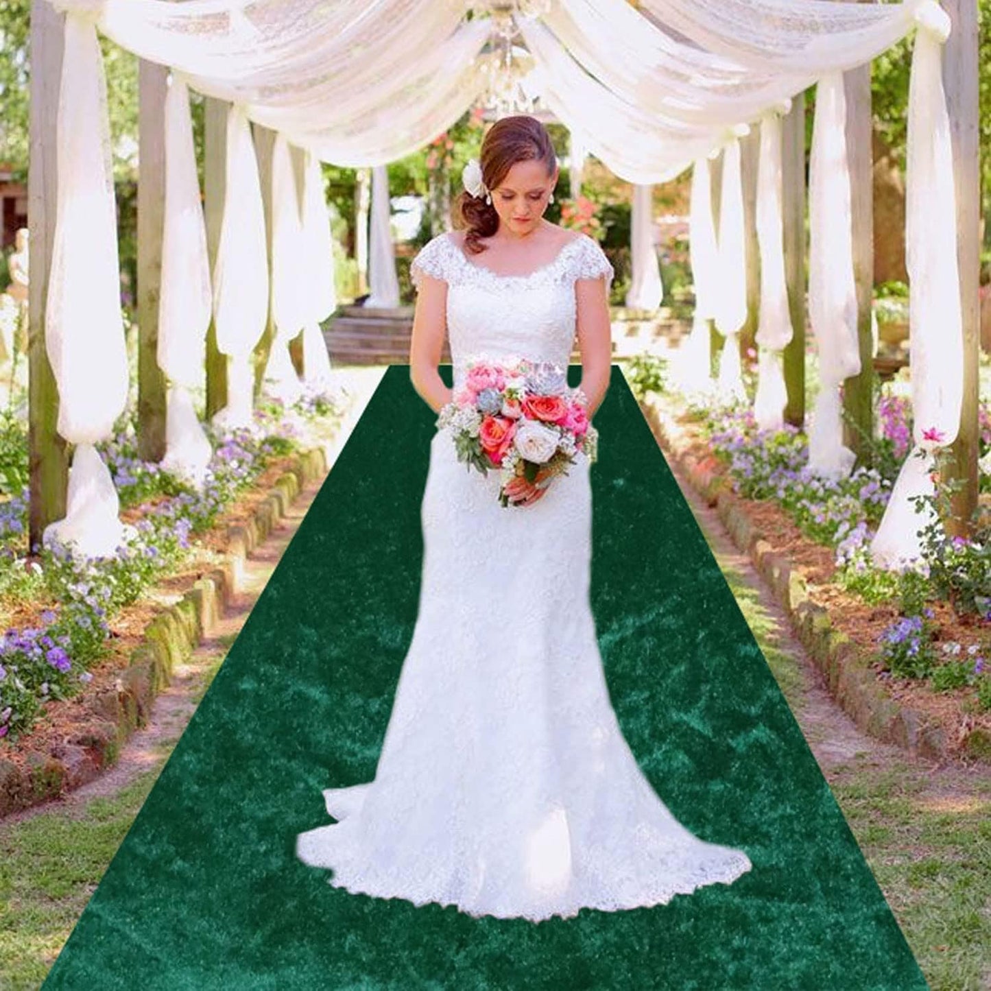 MODFUNS Emerald Green Aisle Runner for Wedding Ceremony 4FTx20FT Wedding Runner Aisle Indoor Velvet Carpet Runway Rug Modern Bridal Walkway Aisle Floor Runner for Weddding Banquet Graduation