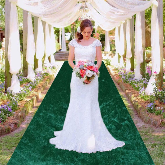 MODFUNS Emerald Green Aisle Runner for Wedding Ceremony 4FTx20FT Wedding Runner Aisle Indoor Velvet Carpet Runway Rug Modern Bridal Walkway Aisle Floor Runner for Weddding Banquet Graduation