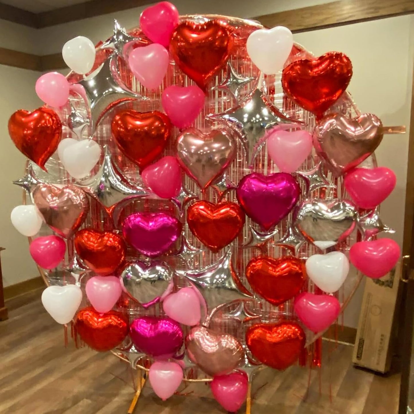 TAOYE Hot Pink Foil Heart Balloons, 18 Inch 12 Pcs Red and Pink Mylar Heart Shape Balloons Large Hot Pink Light Pink and Red Heart Balloons Party Decoration for Birthday Weding Anniversary Valentine