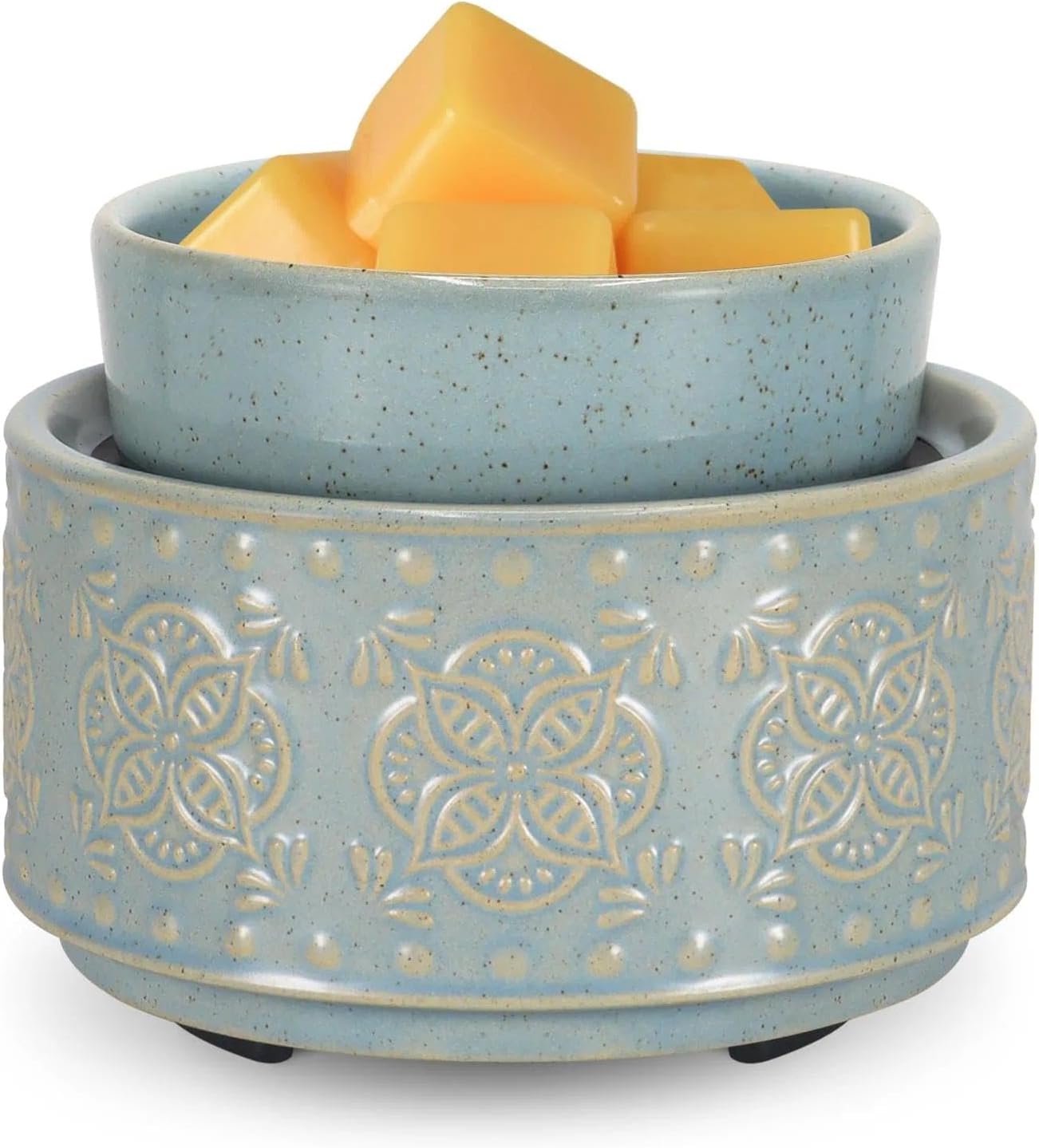 mocosa Ceramic Wax Warmer Wax Melt Warmer for Scented 3-1 Electric Candle Warmer Home Fragrance Wax Burner as Gifts for Mom Grandma Women(Light Blue-Granular)