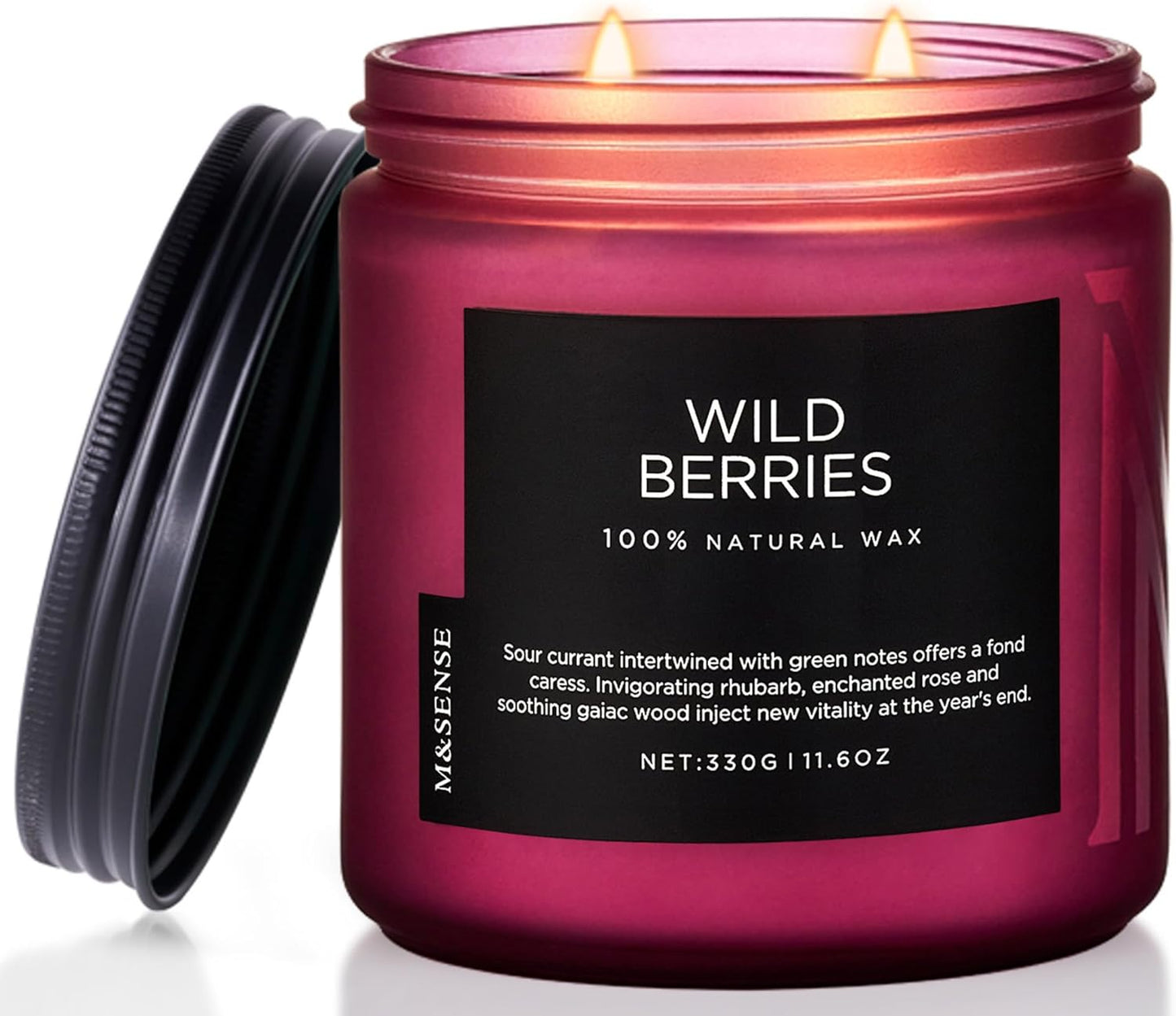 M&SENSE Wild Berries Large Soy Candles for Home Scented Organic Natural Soy Wax Candle 11.6oz 70 Hour Long Lasting, Christmas Holiday Scented Winter Gift for Bedroom Bathroom Home Decor